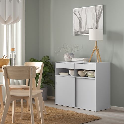 IKEA - SPIKSMED, sliding door-cabinet, light grey, 97x40x79 cm