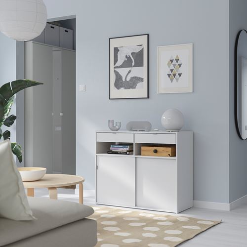 IKEA - SPIKSMED, sliding door-cabinet, light grey, 97x40x79 cm