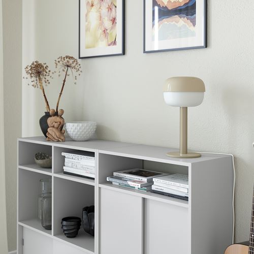 IKEA - SPIKSMED, sliding door-cabinet, light grey, 137x32x96 cm