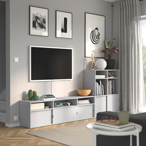 IKEA - SPIKSMED, tv storage unit, light grey, 233x32x96 cm