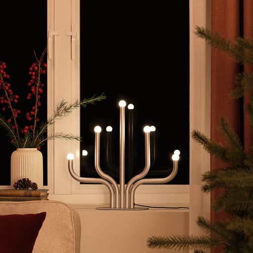 IKEA - FRÖJDA, LED candelabra, silver-colour, 40 cm