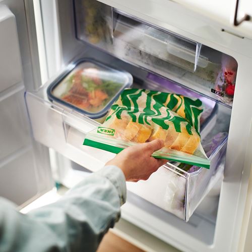 IKEA - ISTAD, kilitlenebilir buzdolabı poşeti, desenli-parlak yeşil, 2,5 lt