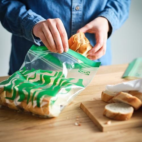 IKEA - ISTAD, kilitlenebilir buzdolabı poşeti, desenli-parlak yeşil, 2,5 lt