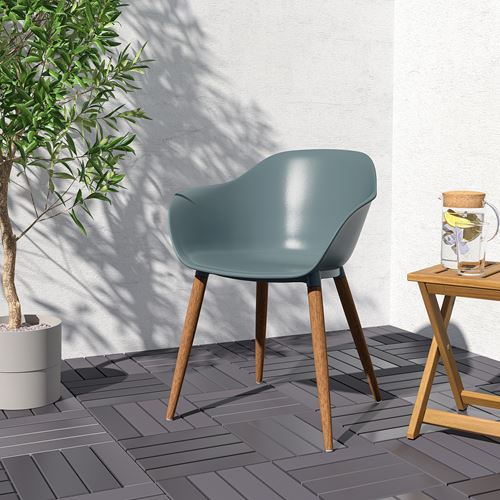 IKEA - GRÖNSTA, chair with armrests, grey-turquoise