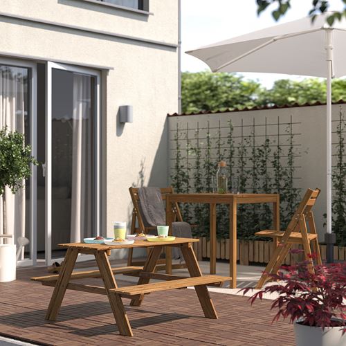 IKEA - RESÖ, çocuk piknik masası, gri-kahverengi, 92x89x49 cm