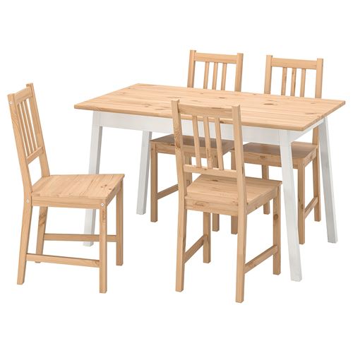 IKEA - PINNTORP, kitchen table set, white/brown, 4 chairs