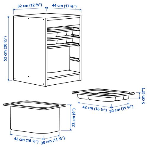 IKEA - TROFAST, saklama ünitesi, çam-gri, 32x44x52 cm