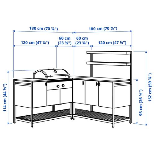 IKEA - BATSKAR, outdoor kitchen with charcoal bbq, dark grey