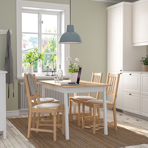 IKEA - PINNTORP, kitchen table set, white/brown, 4 chairs