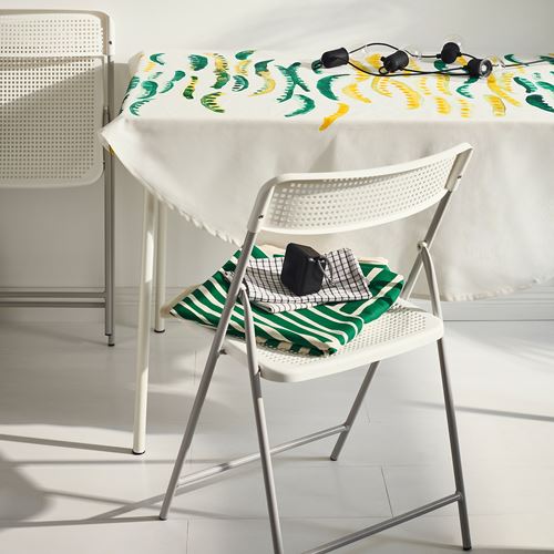 IKEA - NABBFISK, tablecloth, yellow-green-white, 150 cm