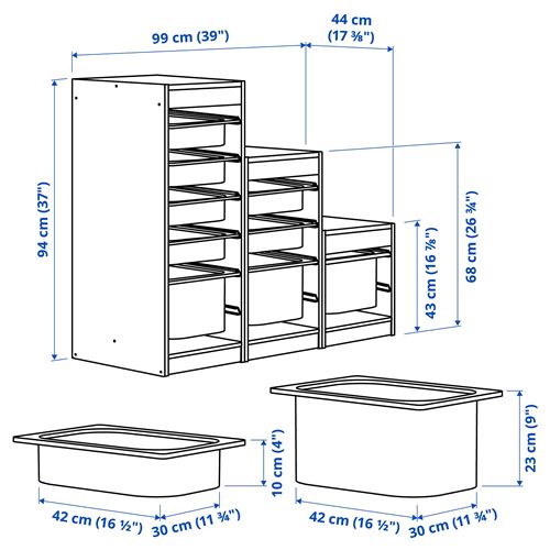 IKEA - TROFAST, saklama ünitesi, beyaz, 99x44x94 cm