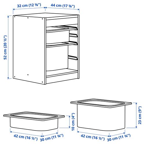 IKEA - TROFAST, saklama ünitesi, çam-koyu gri, 32x44x52 cm