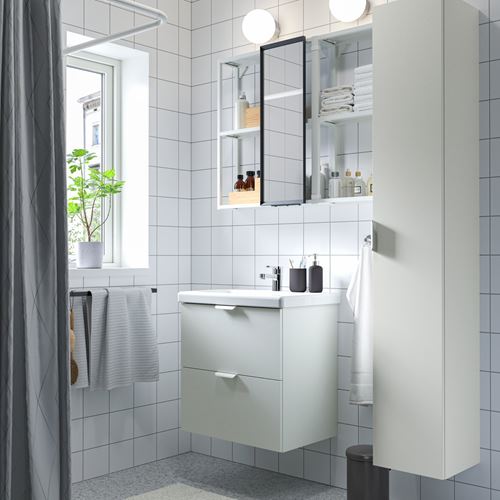 IKEA - ENHET/TVALLEN, banyo mobilyası seti, beyaz, 64x43x65 cm