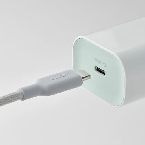 IKEA - LILLHULT, USB-C - USB-C kablo, açık gri, 1.5 m