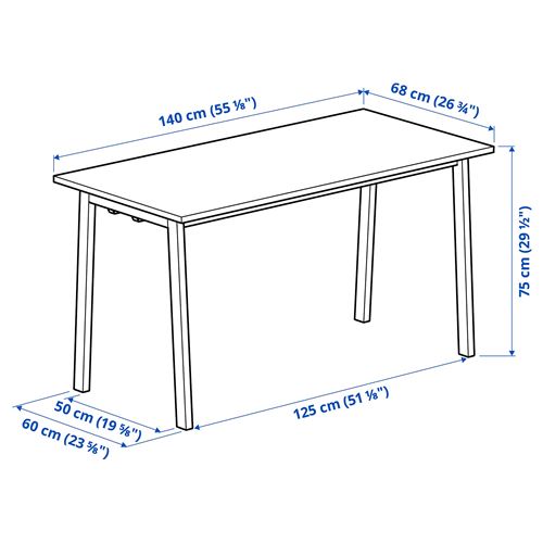 IKEA - MITTZON, desk, birch veneer-white, 140x68x75 cm