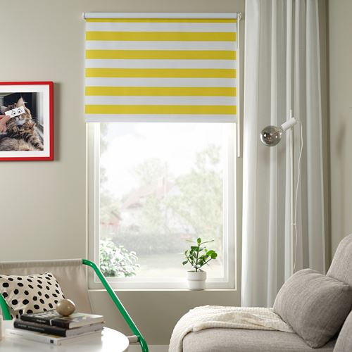 IKEA - FRIDANS, roller blind, white/yellow, 120x195 cm
