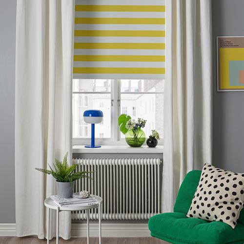 IKEA - FRIDANS, stor perde, beyaz-sarı, 100x195 cm