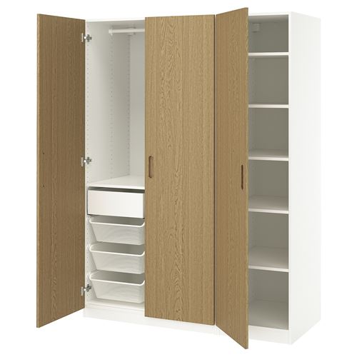 IKEA - PAX/TONSTAD, PAX wardrobe, white/oak veneer, 150x60x201 cm