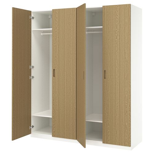 IKEA - PAX/TONSTAD, PAX wardrobe, white/oak veneer, 200x60x236 cm