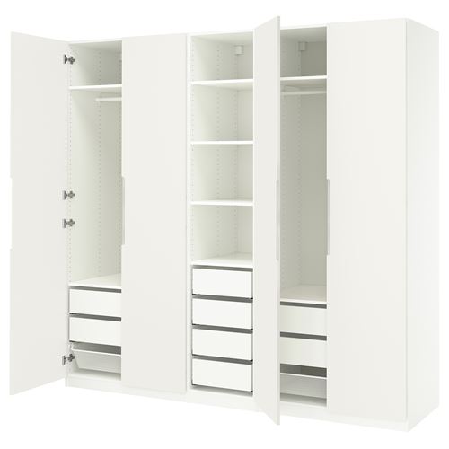 IKEA - PAX/TONSTAD, PAX wardrobe, white-off white, 250x60x236 cm