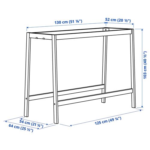 IKEA - MITTZON, underframe for table top, white, 140x68x103 cm