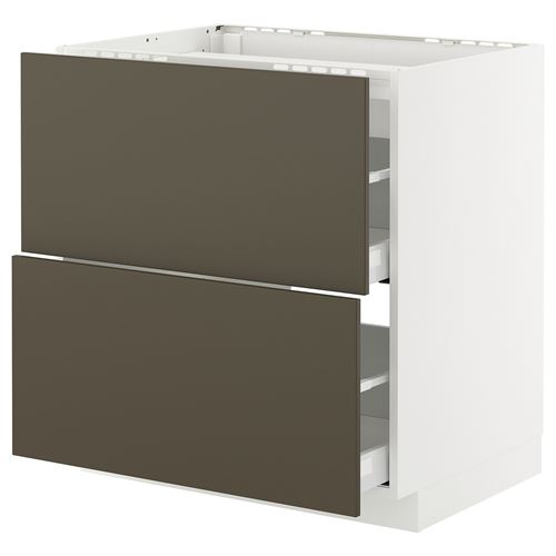 IKEA - METOD/MAXIMERA, cabinet for hob, HAVSTORP brown-beige, 80x60 cm