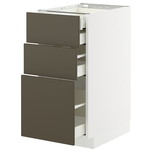 IKEA - METOD/MAXIMERA, base cabinet with drawers, HAVSTORP brown-beige, 40x60 cm