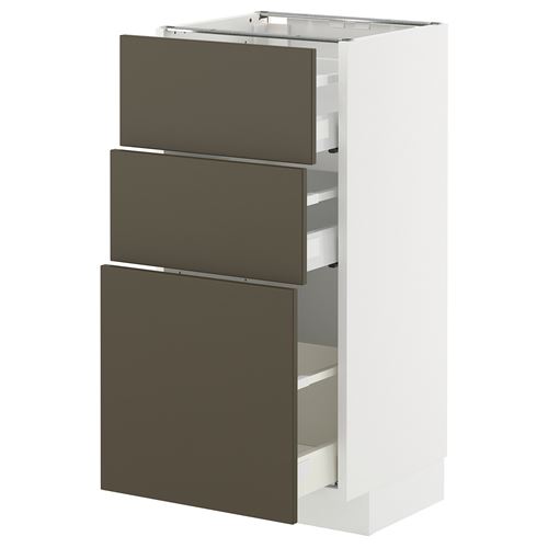 IKEA - METOD/MAXIMERA, base cabinet with drawers, HAVSTORP brown-beige, 40x37 cm