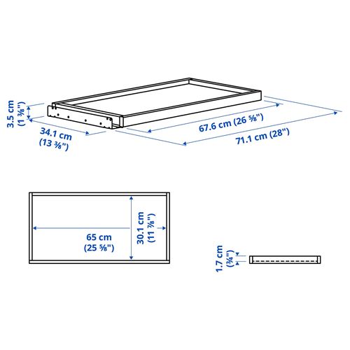 IKEA - KOMPLEMENT, sürgülü raf, beyaz, 75x35 cm