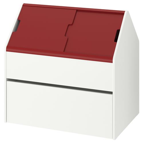 IKEA - VITBJORN, storage unit with drawer, white/red, 80x55x78 cm