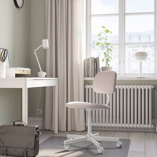 IKEA - BLECKBERGET, office chair, klovsta white-orange-brown