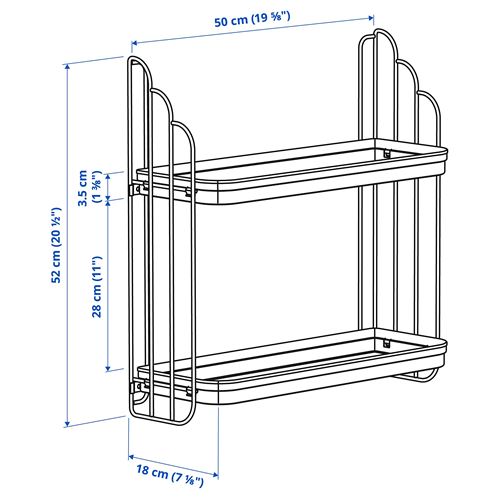 IKEA - APOTEKARE, wall shelf, black, 50x52 cm