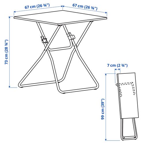 IKEA - GUNDE, katlanır mutfak masası, siyah, 1-2 kişilik