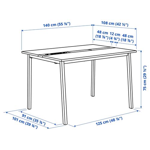 IKEA - MITTZON, desk, birch veneer-white, 140x108x75 cm