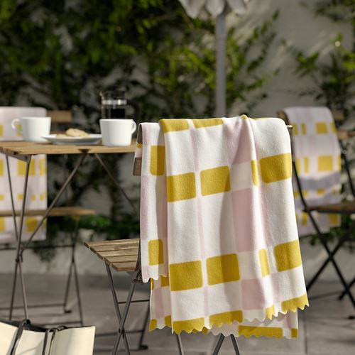 IKEA - SVARTFIBBLA, throw, pink-yellow, 120x160 cm