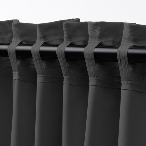 IKEA - KORGMOTT, blackout curtain, 1 pair, dark grey, 145x300 cm