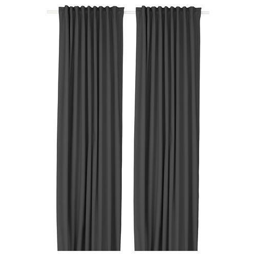 IKEA - KORGMOTT, blackout curtain, 1 pair, dark grey, 145x300 cm