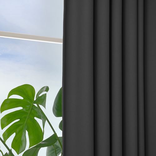 IKEA - KORGMOTT, blackout curtain, 1 pair, dark grey, 145x300 cm