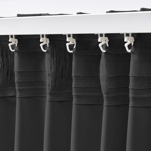 IKEA - KORGMOTT, blackout curtain, 1 pair, dark grey, 145x300 cm