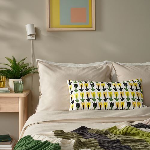 IKEA - SANDMOTT, lace pillow, green-yellow, 30x58 cm