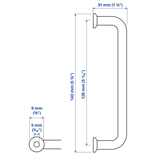 IKEA - BAGGANAS, kulp, paslanmaz çelik, 143 mm