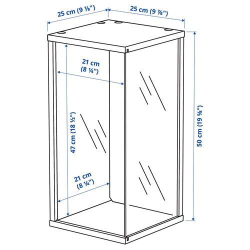 IKEA - BRANNBOLL, duvara monte teşhir dolabı, parlak mavi, 50x25x25 cm