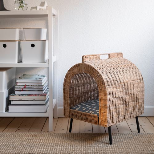 IKEA - UTSADD, cat house, rattan, 36x42x53 cm