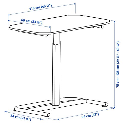 IKEA - SEGRARE, height adjustable desk, dark grey, 110x60 cm