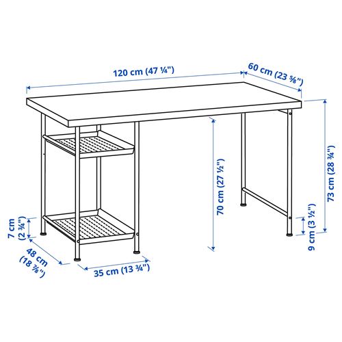 IKEA - LAGKAPTEN/SPAND, çalışma masası, venge-beyaz, 120x60 cm