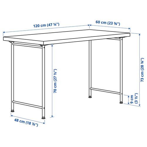 IKEA - LAGKAPTEN/SPAND, desk, white/anthracite, 120x60 cm