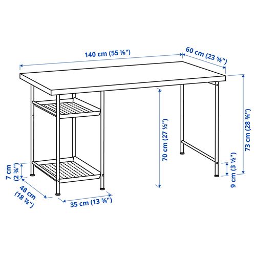 IKEA - LAGKAPTEN/SPAND, desk, white/anthracite, 140x60 cm