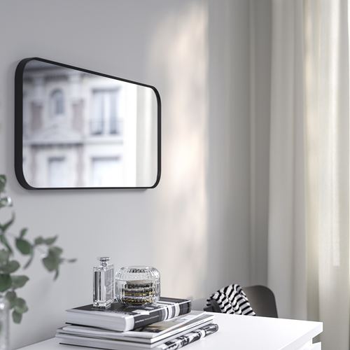 IKEA - LINDBYN, wall mirror, black, 28x60 cm