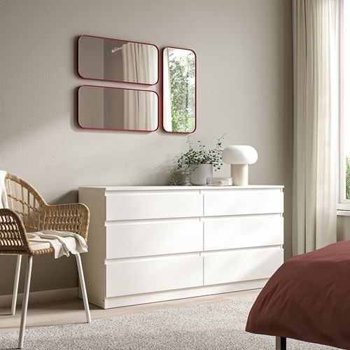 IKEA - LINDBYN, wall mirror, red, 28x60 cm