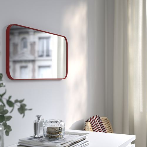 IKEA - LINDBYN, wall mirror, red, 28x60 cm